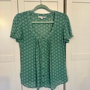 Boden sz S green & blue flower blouse